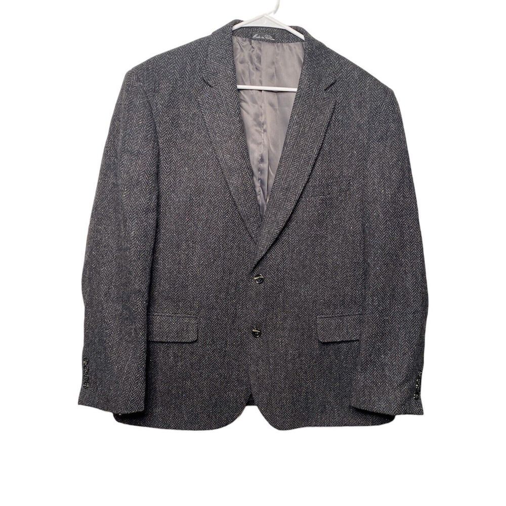 JEAN PAUL GERMAIN Mens Black Gray Wool Tweed Sport Coat Blazer JACKET Size 44 R